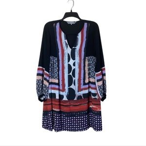 Clover Canyon Black Geometric Chiffon Shift Pull On Dress Size Small